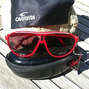 🆕 NWT Carrerra Red Frame Sunglasses